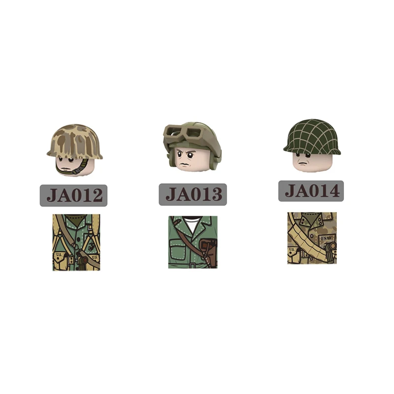 Military USA Army Marine Corps Soldier Figures Building Blocks WW2 Pacific War Weapon Parts Bricks Accessories Toys for Kids | Игрушки и