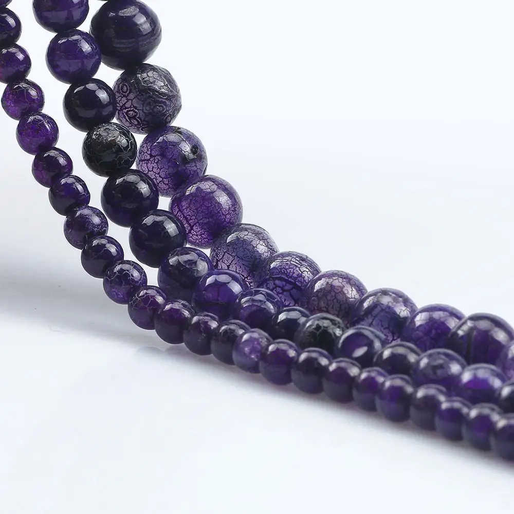 6/8/10 мм Натуральный камень темно-фиолетовый трещины Агаты &quotвены дракона&quot