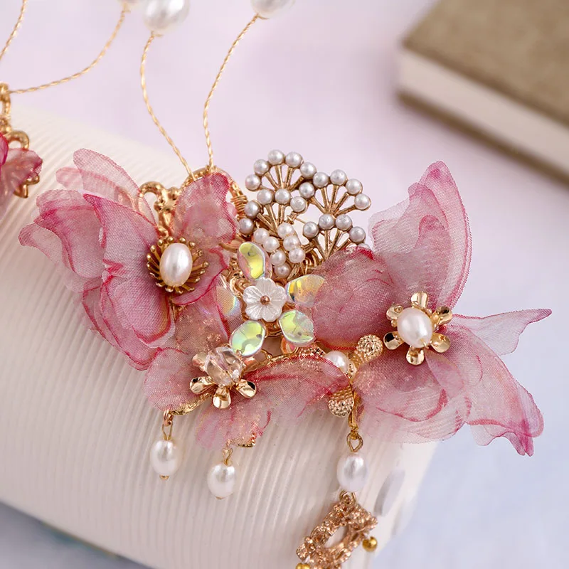 FORSEVEN Изящные розовые синие длинные заколки для волос с кисточкой и искусственным