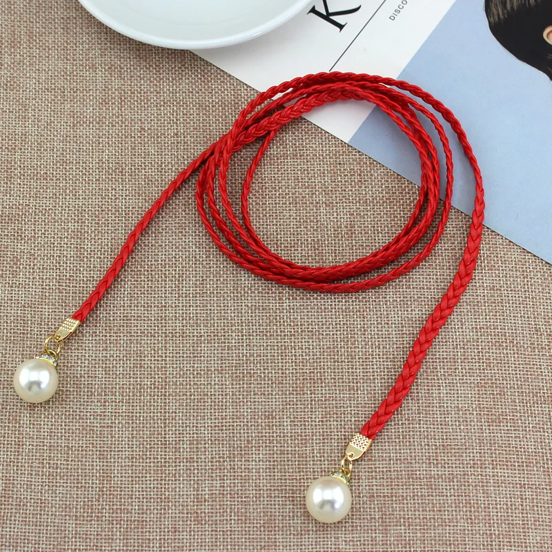 Ремень из искусственной кожи Женский плетеный пояс с узлом универсальный длиной