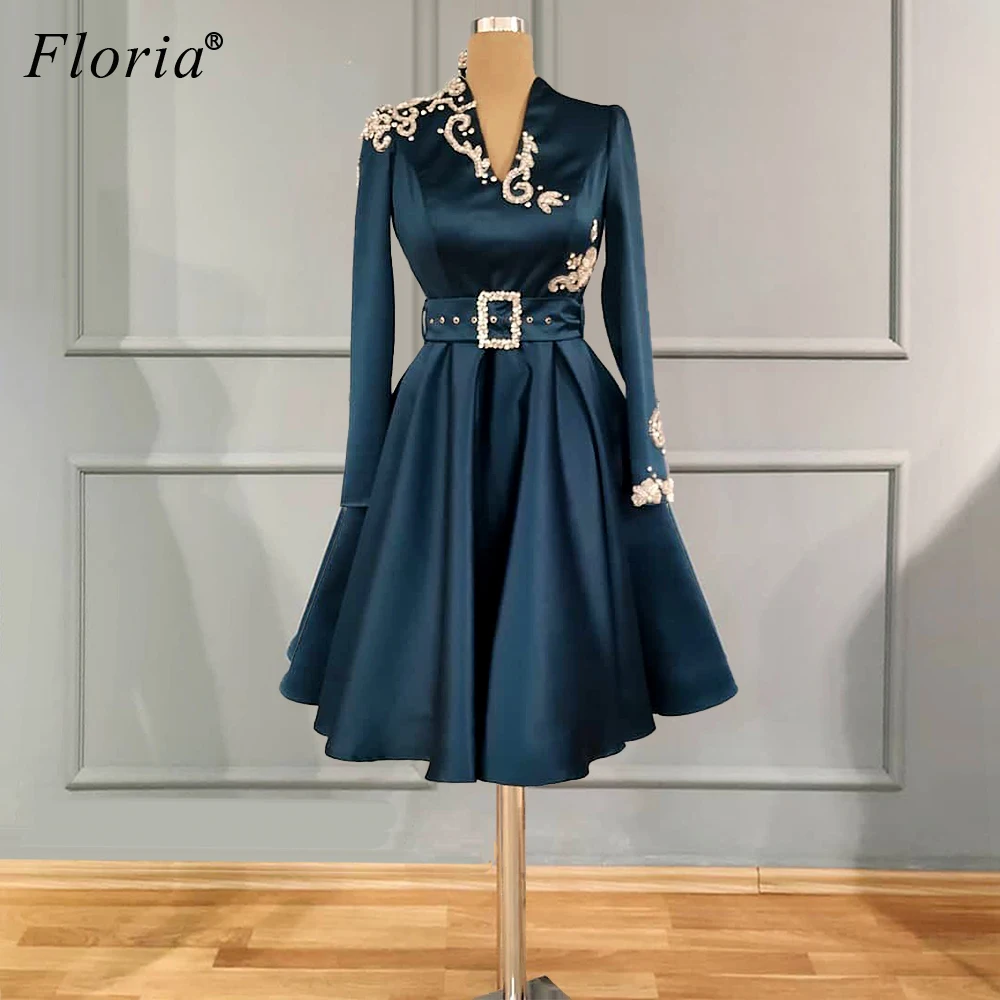 Женское Коктейльное Платье До Колена с длинным рукавом и поясом | Свадьбы