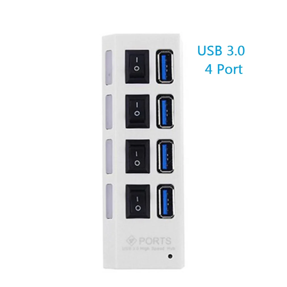 USB 3.0 4 Port Usb-хаб Micro USB 3,0 концентратор разветвитель с адаптером питания USB 4/7 порт Hab высокоскоростной 5 Гбит/с USB разветвитель 3,0 концентратор для ПК Аксессуары - Цвет: USB 3.0 4 Port