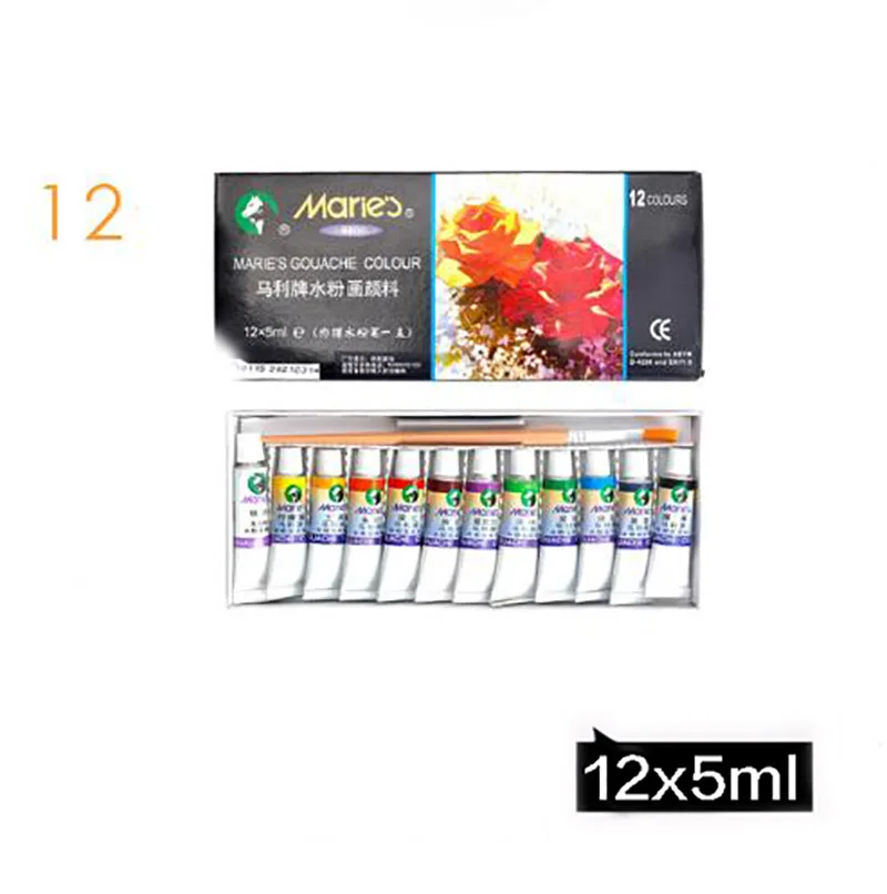 12 COLOR Гуашь краски ing paint Set Высокое качество Прозрачный 5 мл гуашь пигмент для художника школы студента - Цвет: 12 COLOR