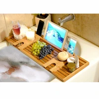 73cm bathroom shelf bathtub tray shower caddy bamboo bath tub rack towel wine book holder storage organization accessories