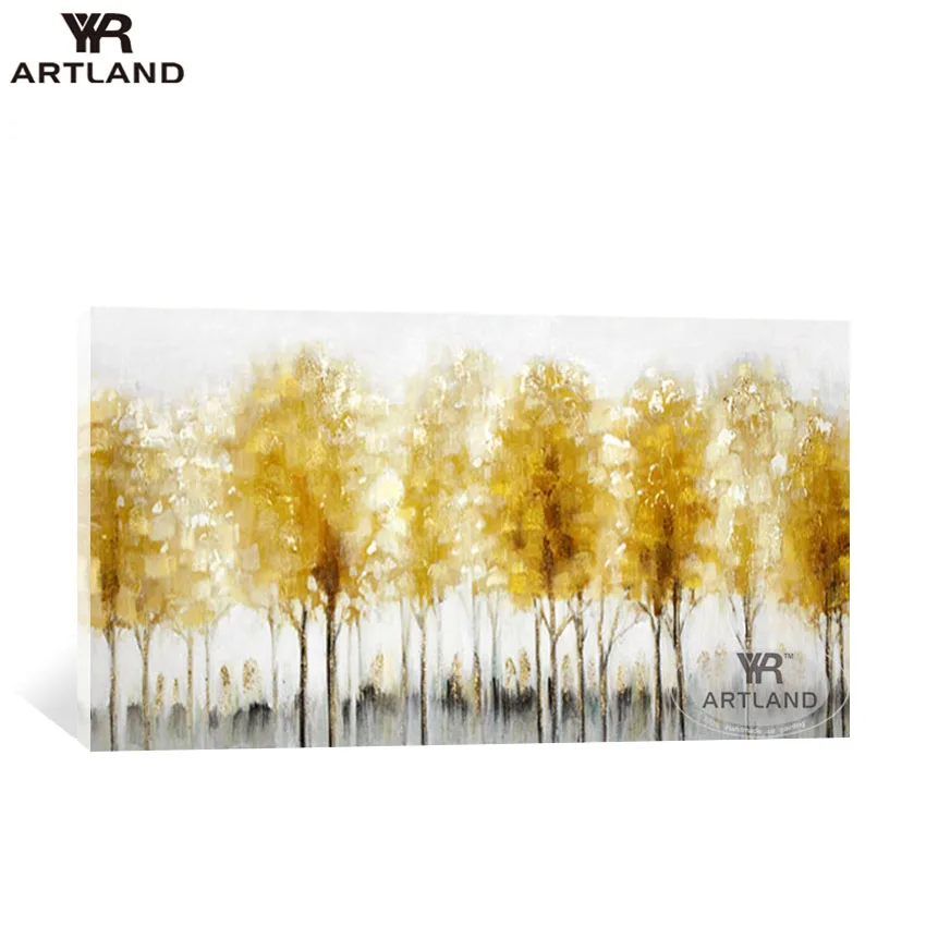 

Картина маслом на холсте, с изображением природного леса, золотых денежных деревьев, для украшения стен, для гостиной