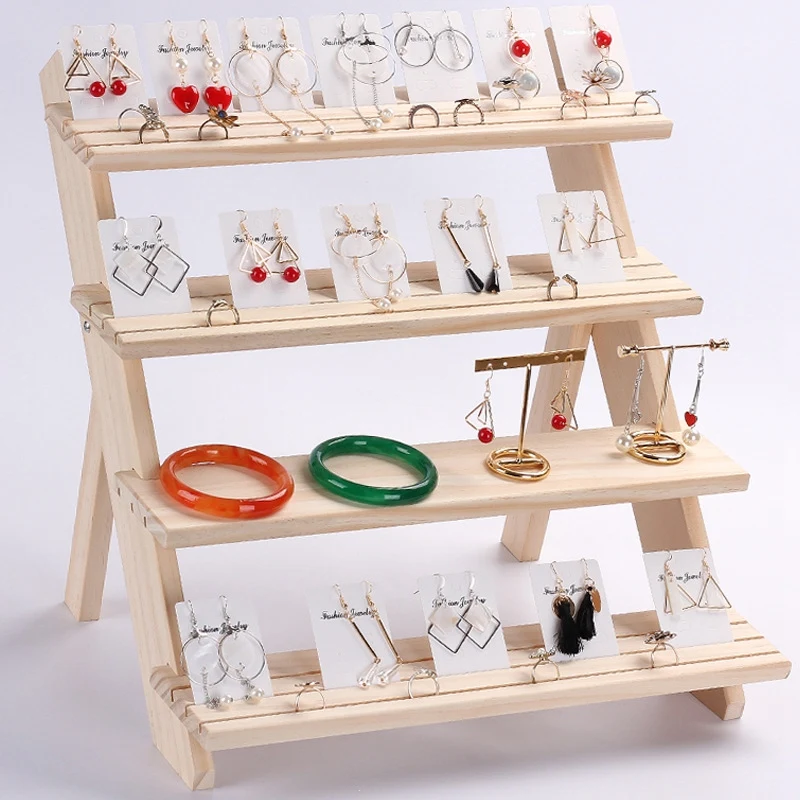 

Jewelry Display Tray Pendant Earrings Rings Display Blocks Solid Wood Jewelry Display Holder
