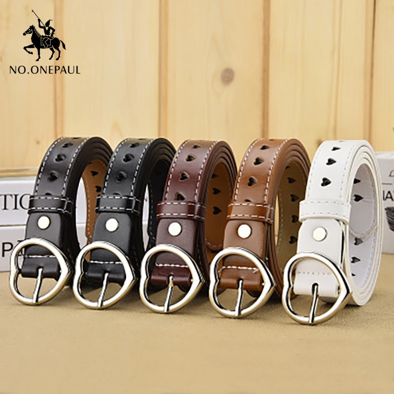 

Женский ремень в форме сердца NO.ONEPAUL, с перфорацией в форме сердца, универсальный Джинсовый пояс для женщин