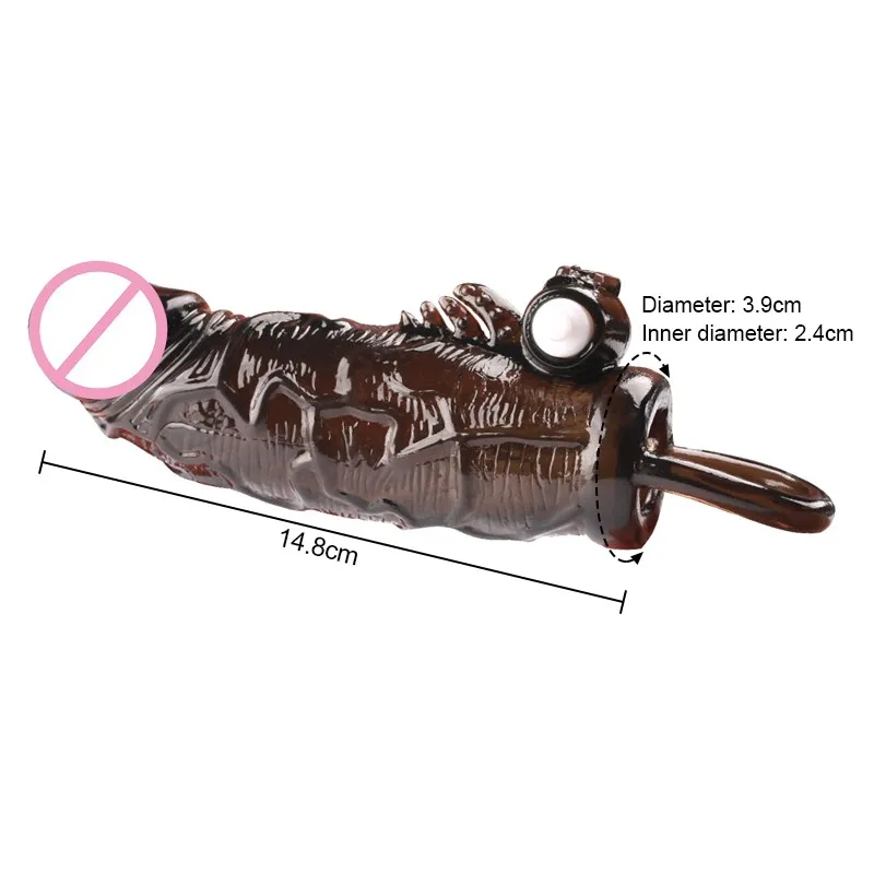 Вибратор для увеличения пениса TPE презервативы мужчин многоразовый удлинитель