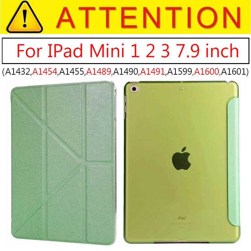 Mini 1 2 3 Green Ультратонкий чехол для IPad Mini 1 2 3 чехол из искусственной кожи чехол-подставка эластичная кожа геометрический флип-чехол для Apple IPad Mini чехол Fundas - Цвет: Mini 1 2 3 Green