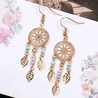 summer bohemian gold hollow leaf tassel earrings for women cute and romantic wedding bridal earrings jewelry accessories gifts