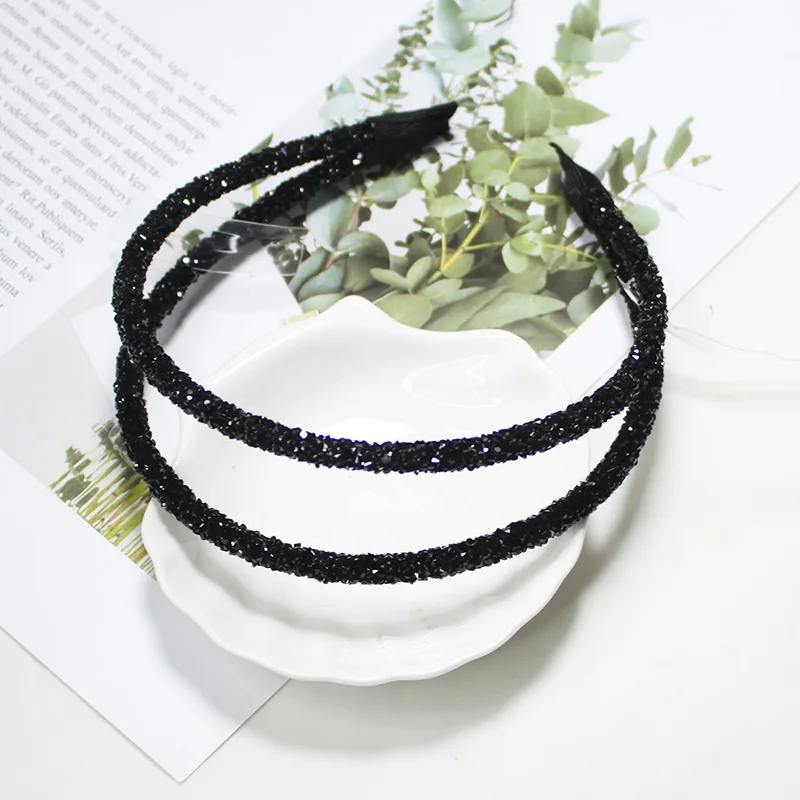 Lystrfac блестящие стразы повязки на голову модные двухрядные обручи для волос