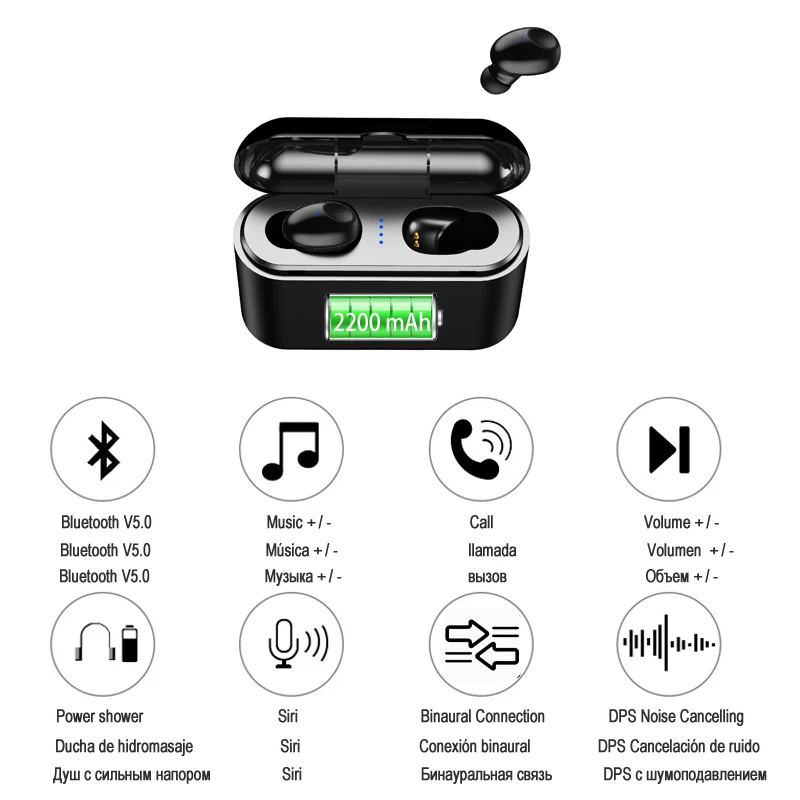 NVAHVA наушники вкладыши TWS Bluetooth V5.0 Беспроводной гарнитуры с Зарядка чехол Hands free