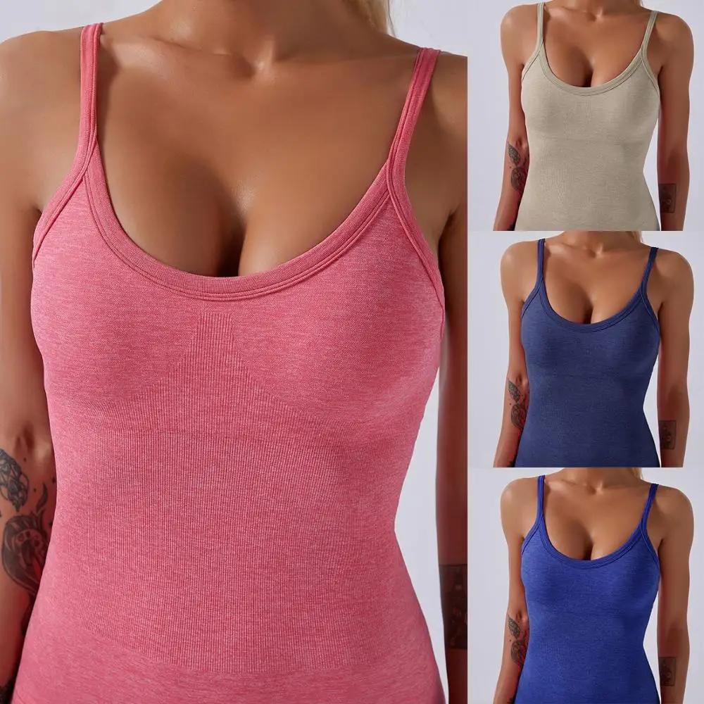 Бесшовный комплект для йоги комбинезон на бретельках шорты легкие дышащие