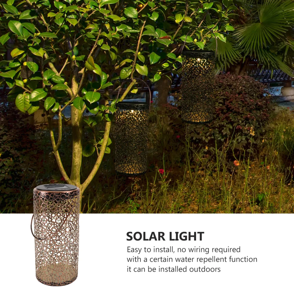 

1Pc Solar Hanging Lamp Decorative Garden Light Iron Waterproof Lamp (Coffee)