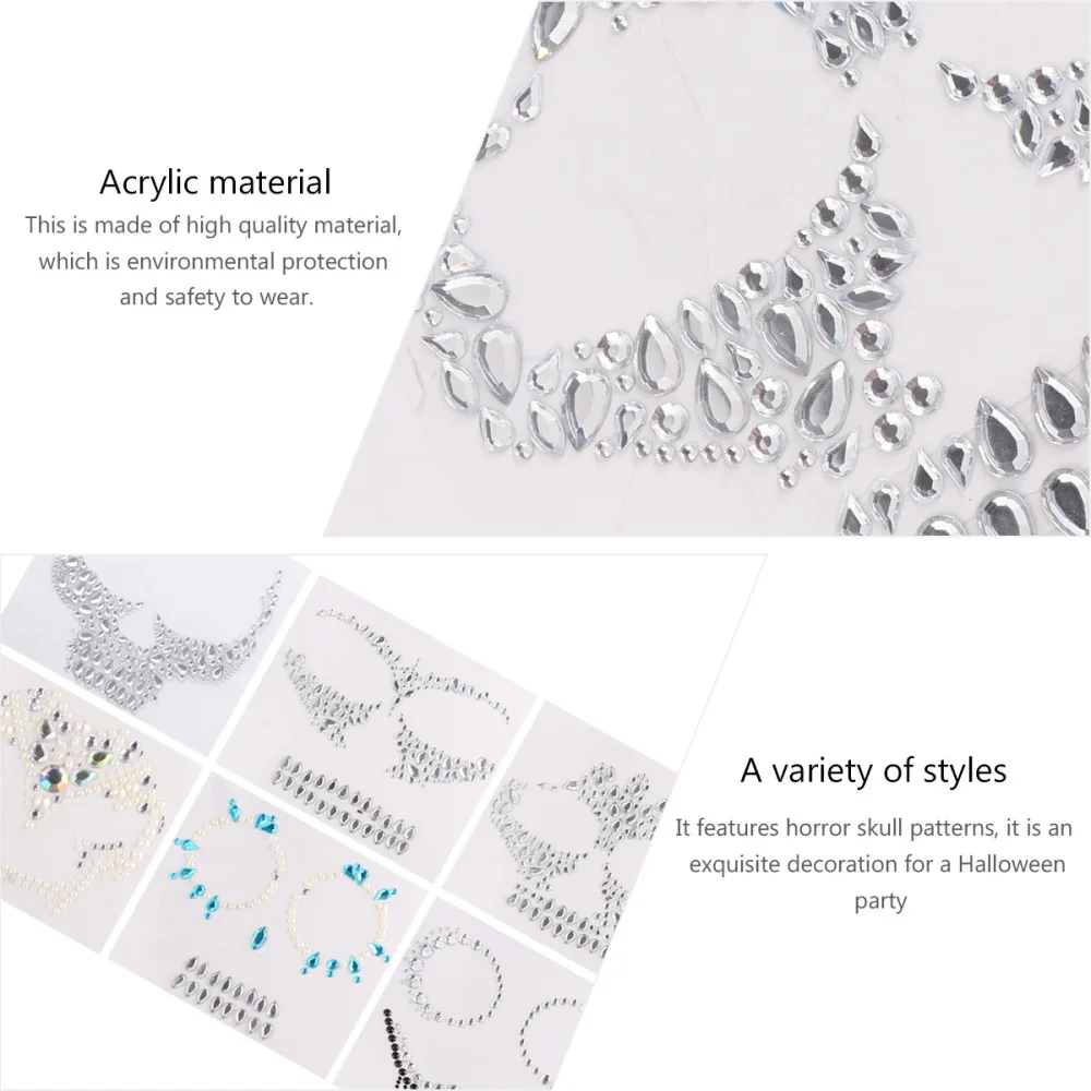 

6Pcs Facial Sticker Horrible Acrylic Rhinestone Art Makeup Accessories