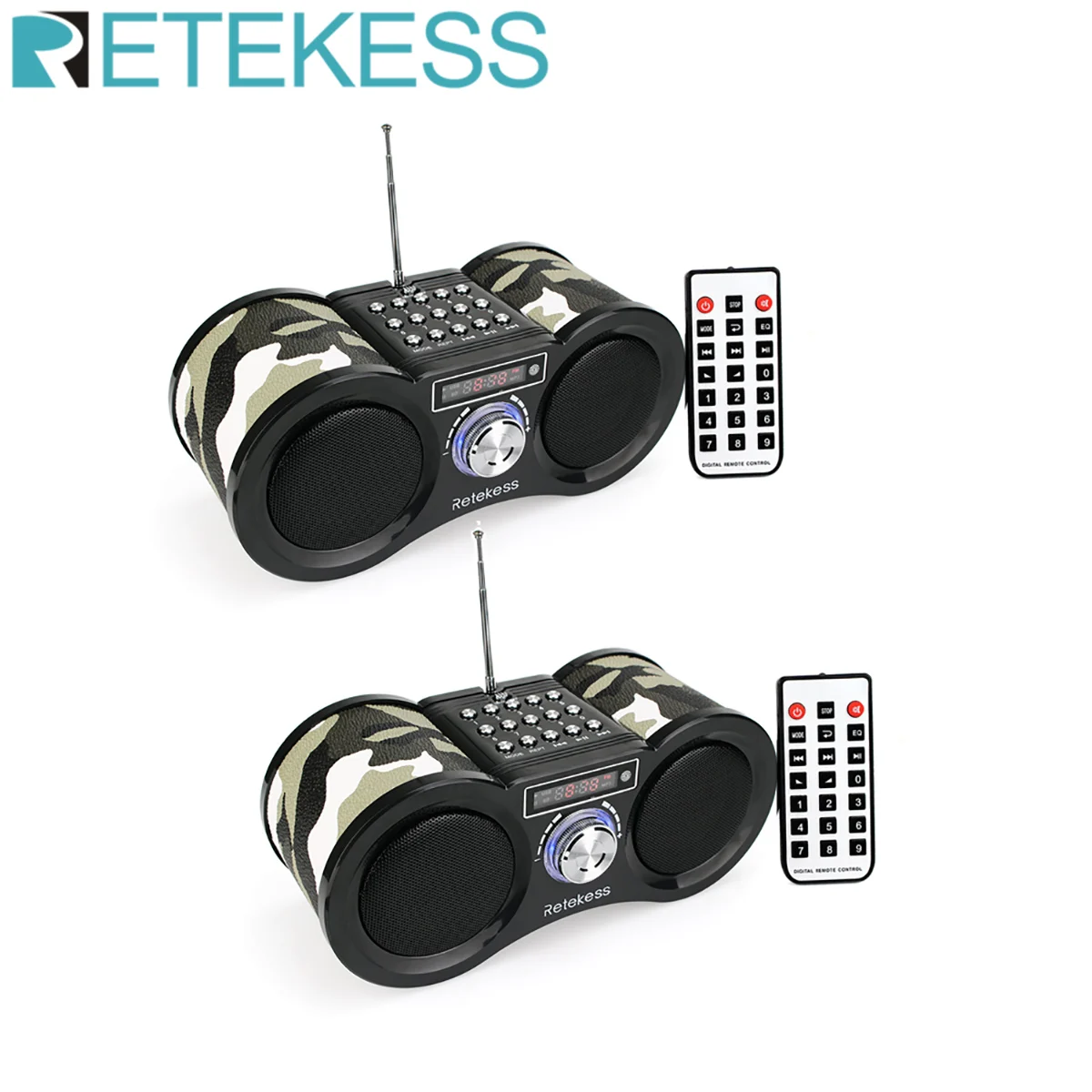 2 шт. Retekess V113 FM стерео радио приемник Цифровой MP3 музыкальный плеер Поддержка Micro SD карты/USB диск дистанционное управление