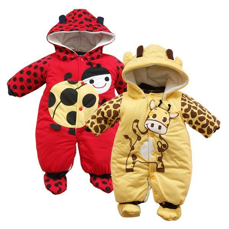 Толстый хлопковый комбинезон детский зимний для младенцев 0-9 месяцев Одежда