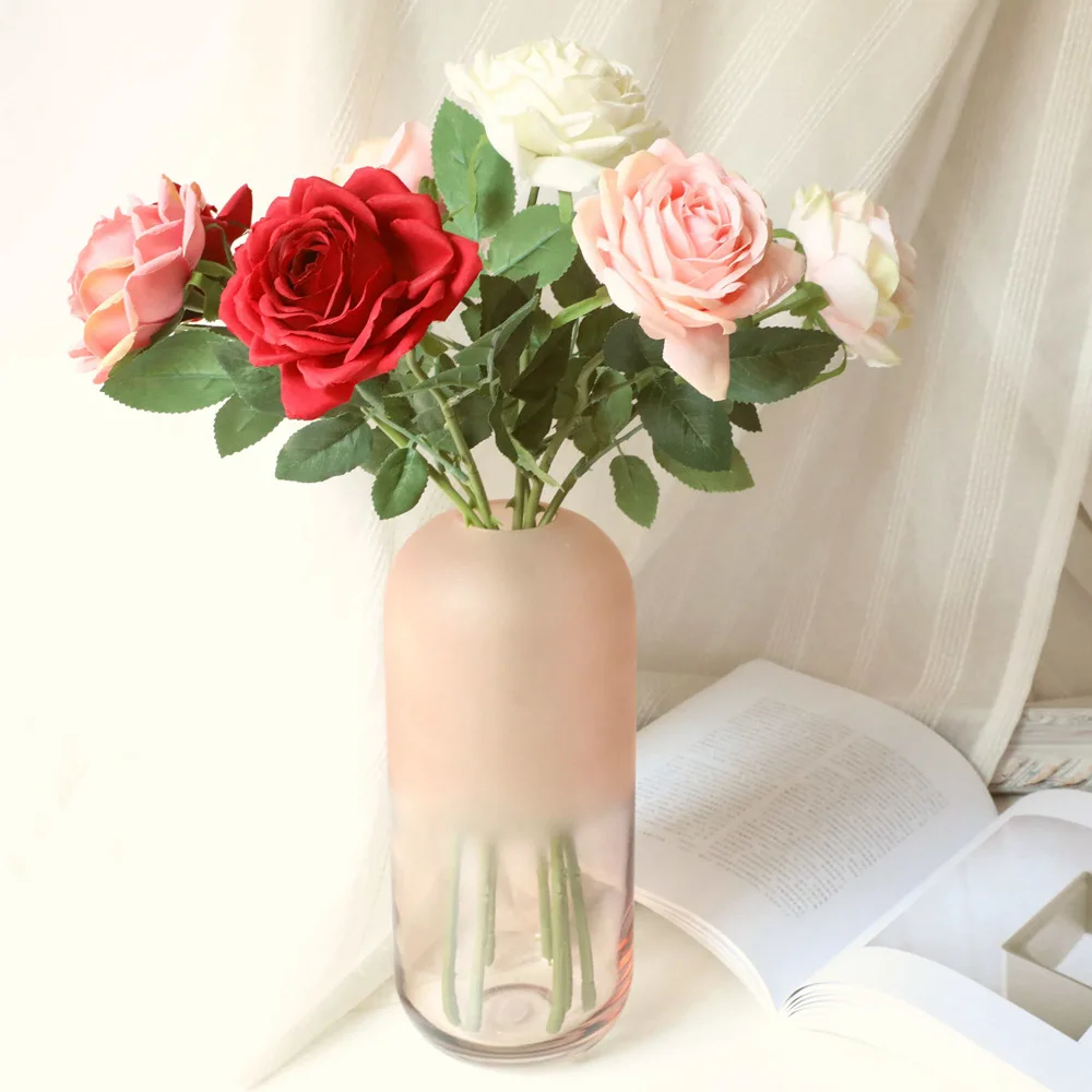 

10pcs/lot Rose Artificial Flowers Branch Fabric Flower Wedding Hand Holding Bouquet Home Decoration Roses Fake Flowers Garland