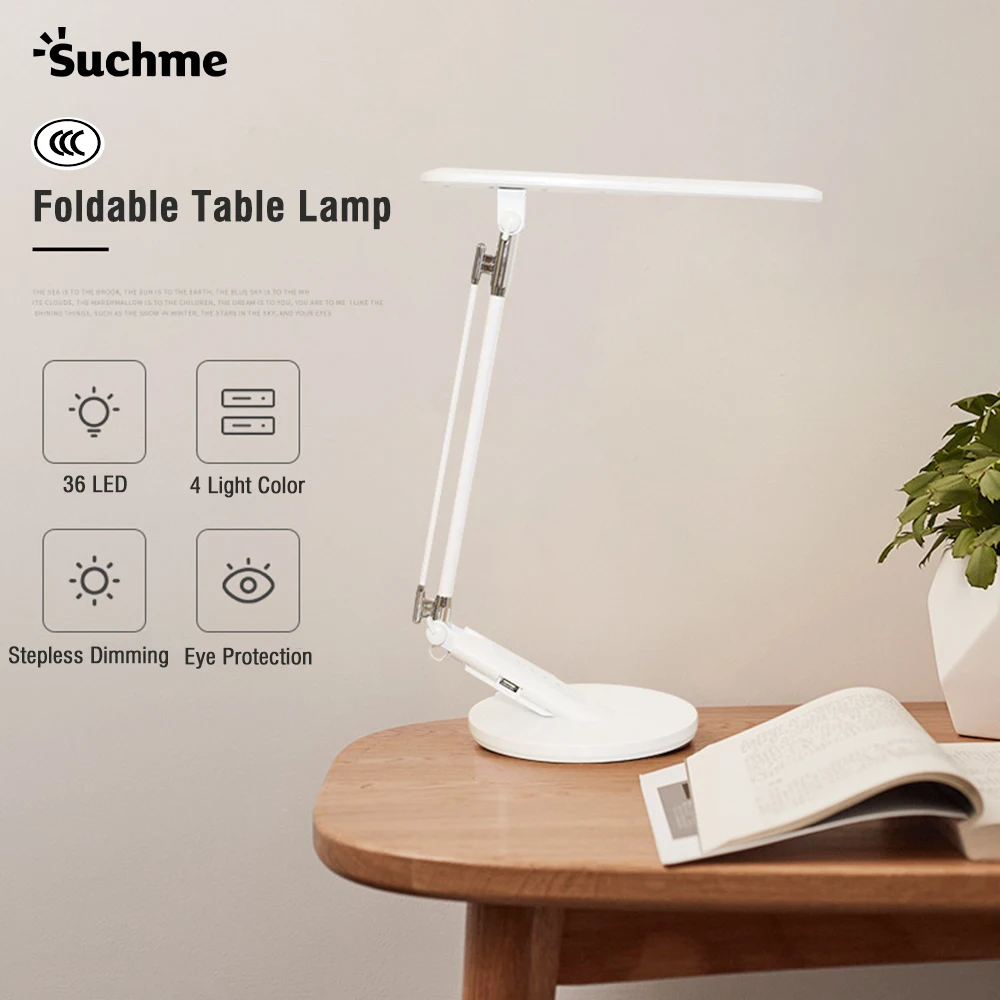 Suchme 2020 LED Desk Lamp 7W High Power Reading Table EU/US Plug Light Stand USB Output Eye-Protection 4 Color | Лампы и освещение