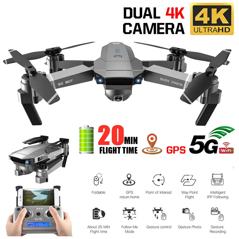 SG907 gps zangao com 4 K hd камера угловая 5g wifi FPV RC Квадрокоптер Профессиональный