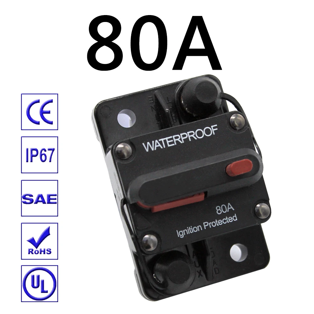 Коричневый 30A 40A 50A 60A 70A 80A 100A 120A 150A 200A 250A 300A Ампер автоматический выключатель предохранитель сброса для ребенка от 12 до 48V преобразователь автомобильной розетки постоянного тока Лодка Авто Водонепроницаемый - Цвет: Коричневый