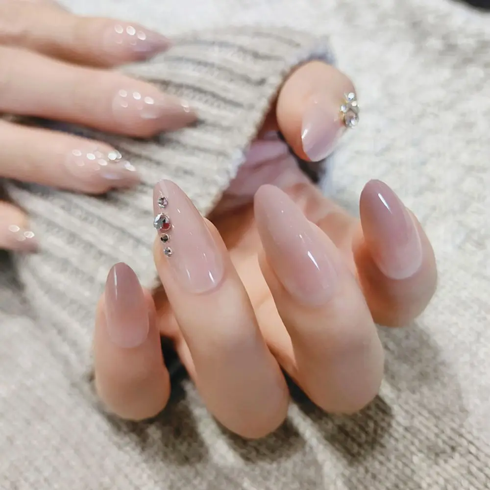 

24pcs/Set Beauty Tools Full Cover Press On Acrylic Gradient Rhinestone Fake Nails Ballerina False Nail Tips