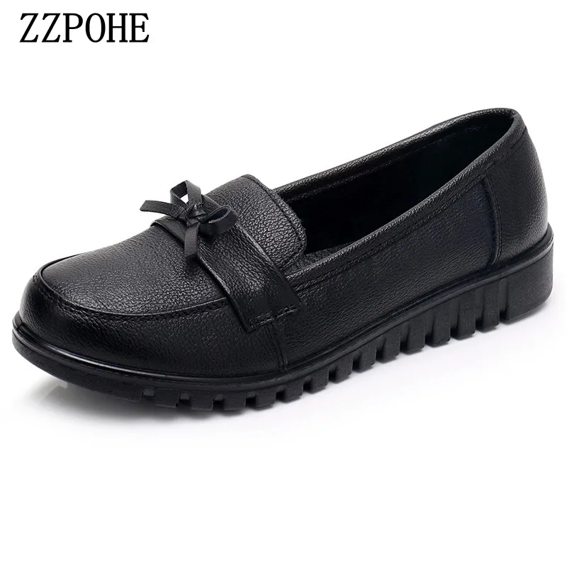 ZZPOHE женские весенние туфли из натуральной кожи на низком каблуке с мягкой