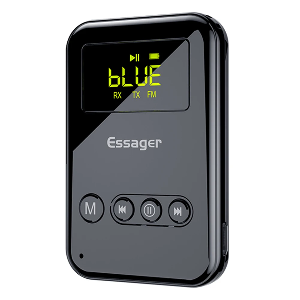 

Essager Digital Display Dongle Adapter Wireless Audio Receiver Transmitter for Speaker TV Car Laptop Support TF Card