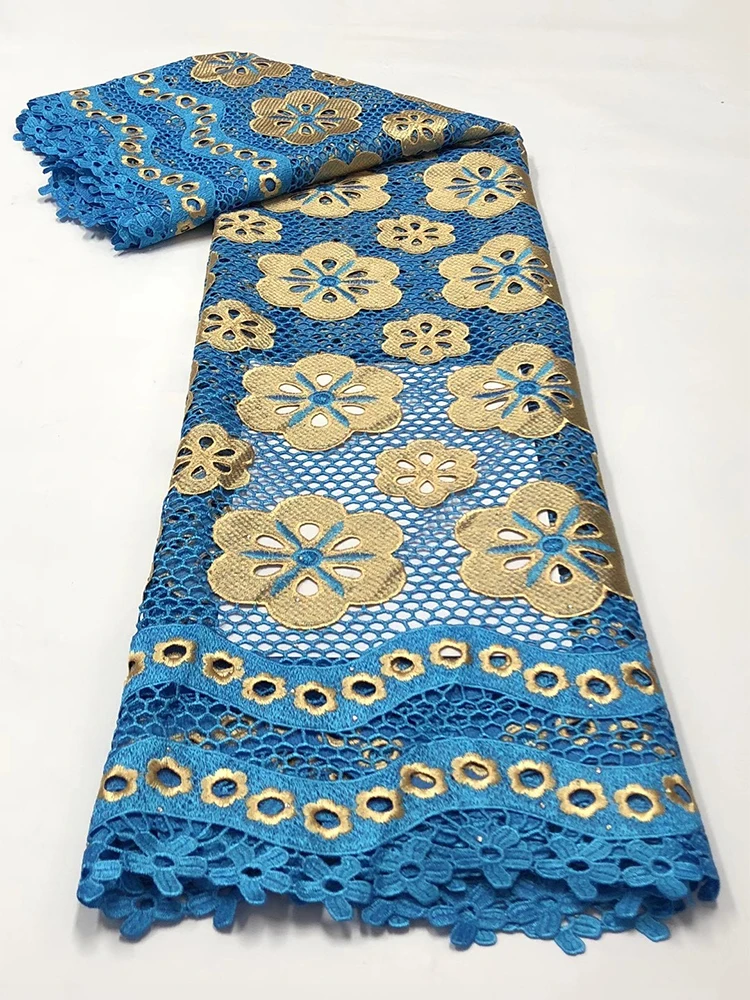 

African Lace Fabric polyester chevilled silk-screen Mest Cord 79 High Quality Swiss Voile Lace In Switzerland Line 5yards