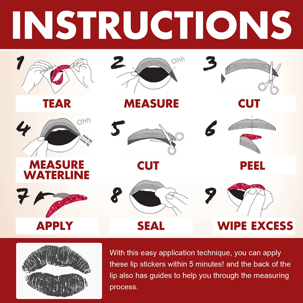 Наклейки для губ мгновенный рисунок 3 шт. | Красота и здоровье