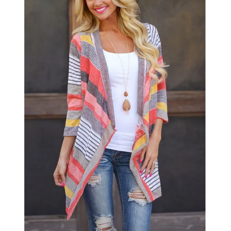 

Stripe Cardigan for Women Irregular Top Women Korean Fashion Women's Sweater 2021 New Oversize Cardigan Knit Jackets for Women