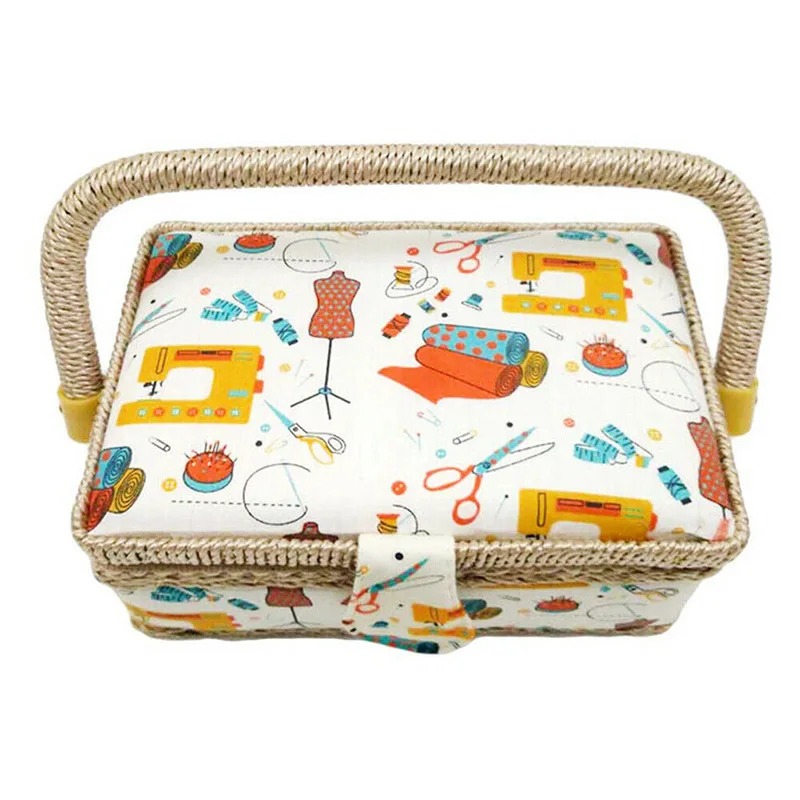 Корзина с цветочным принтом прямоугольная коробка ручкой аксессуары для шитья