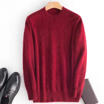 Wine Red Zocpt зимний мужской свитер, норковые кашемировые пуловеры для мужчин, Повседневная теплая одежда с круглым вырезом, новая мужская одежда, вязаный джемпер, топы - Цвет: Wine Red
