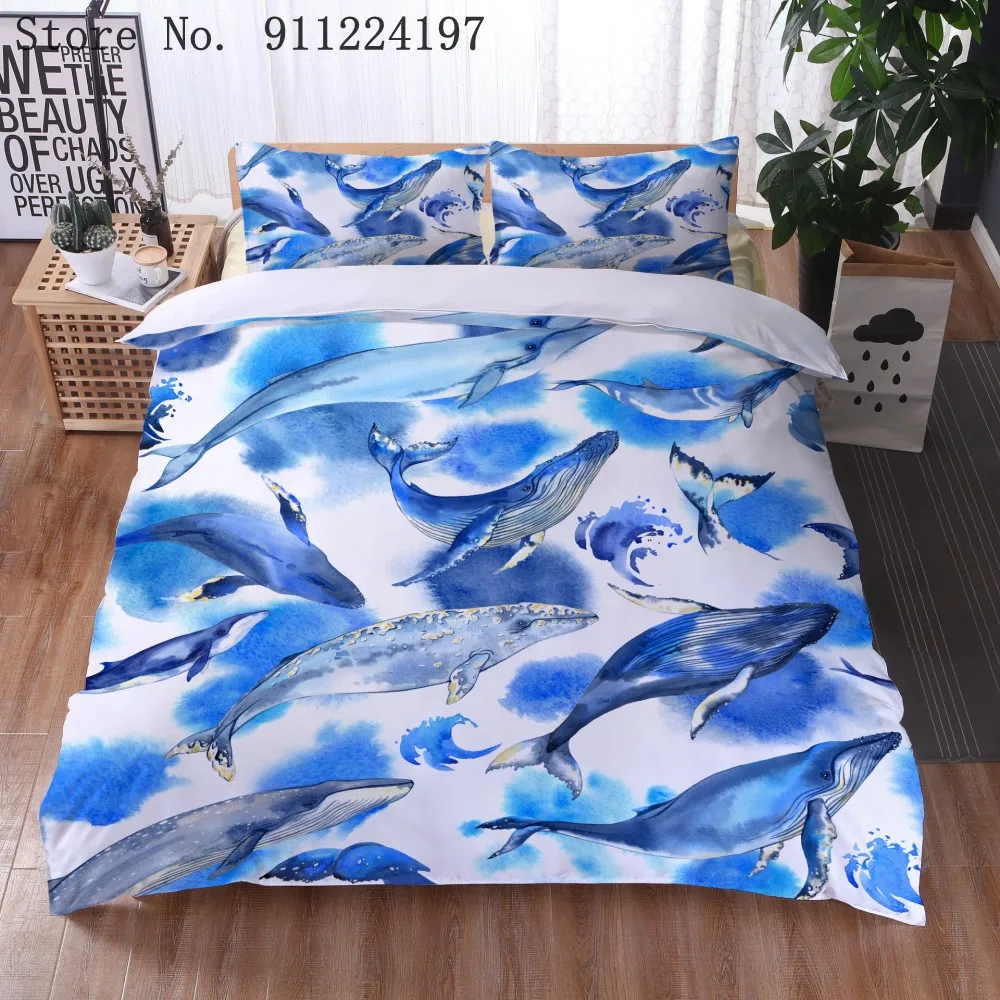 

3D Cartoon Sea Life Printing Duvet Cover Comforter Bedding Set Single Double Twin Full Queen King Size Bed Set For Bedroom Decor