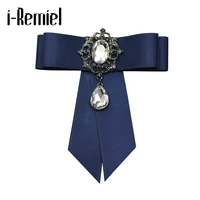 i remiel ribbon tie bow brooch fabric crystal flower pins and brooches accessories ladie bowtie broaches pin badge for women men
