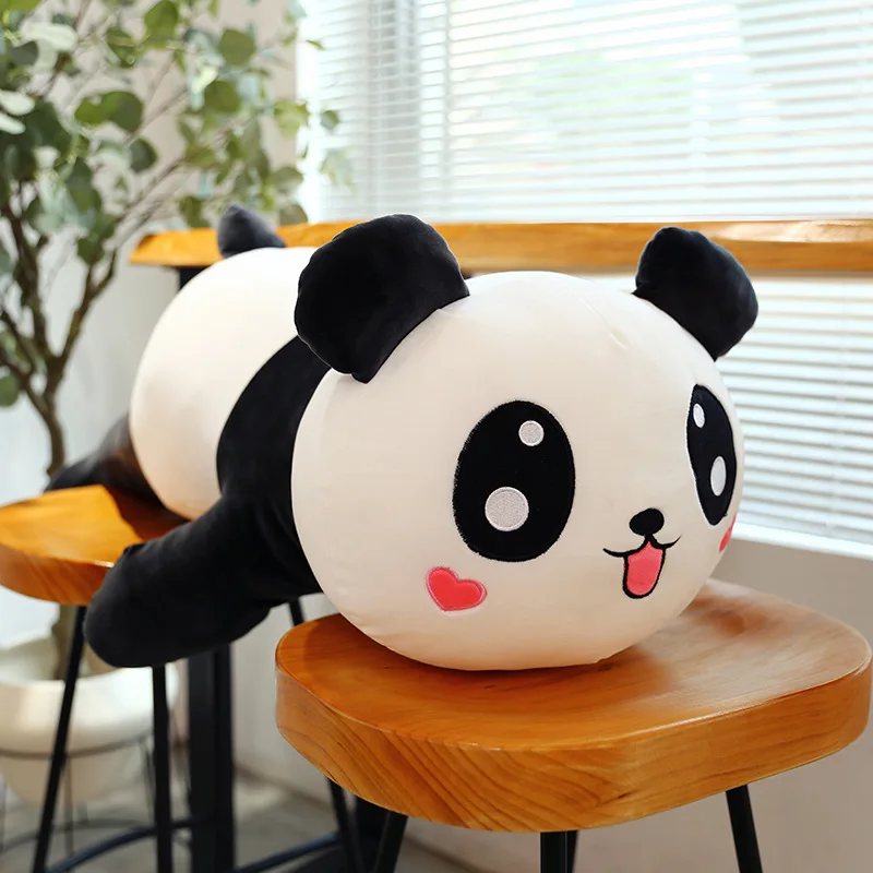 

60cm/80cm Cute Cartoon Stuffed Toys Panda Plush Animals Doll Toy Smile Panda Pillow Doll with Hearts on Face For Kids Girls Gift