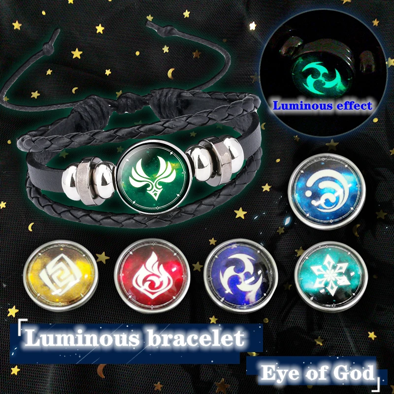 Game Cosplay Genshin Impact Weapon Prop Eye of God Water Wind Thunder Fire Rock Ice Element Luminous Bracelet Anime Jewelry Gift |