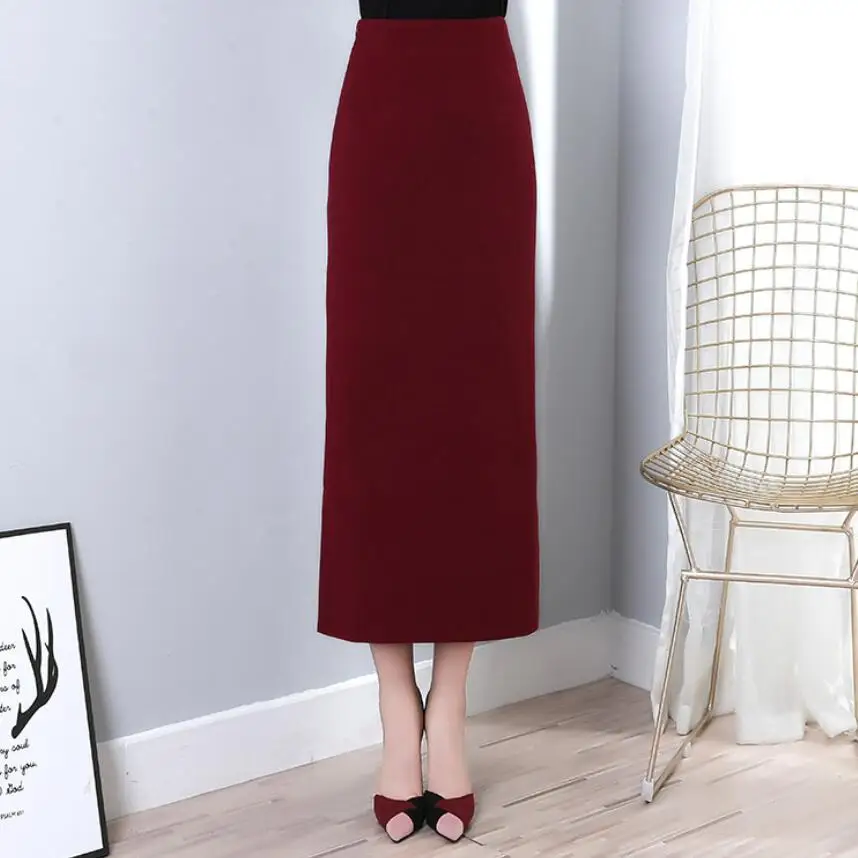 plus size 5XL!New Arrivals Winter Thick Wool Long Skirts For Women High Waist Casual Split Woolen Slim Pencil Skirt | Женская одежда