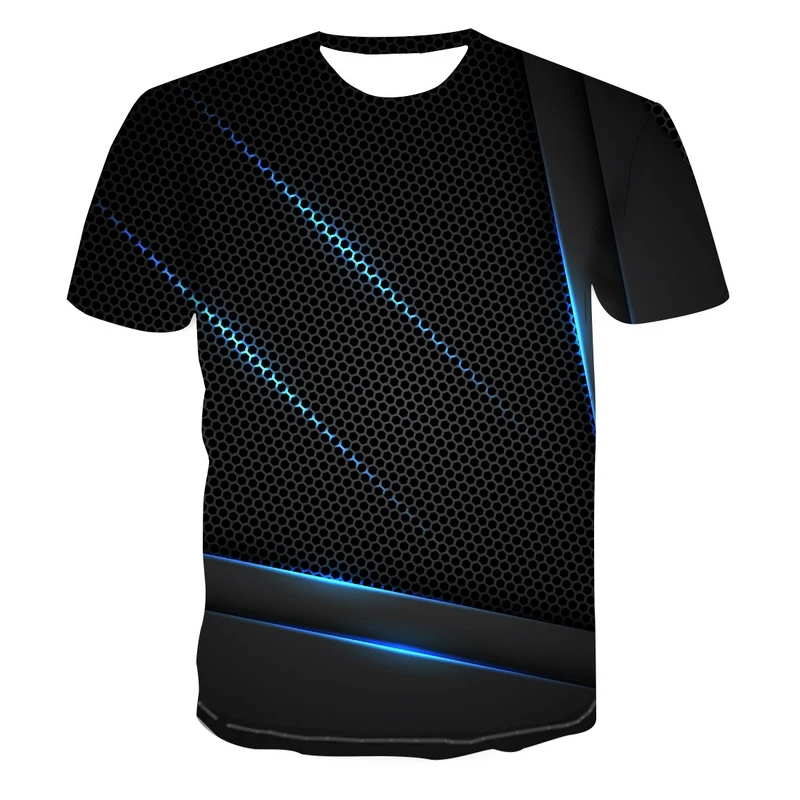 

Summer 2021 New 3D Printed T-shirt Light Abstract Print Men's T-shirt Print Casual Fashion Fun T-shirt Round Neck Short Sleeve