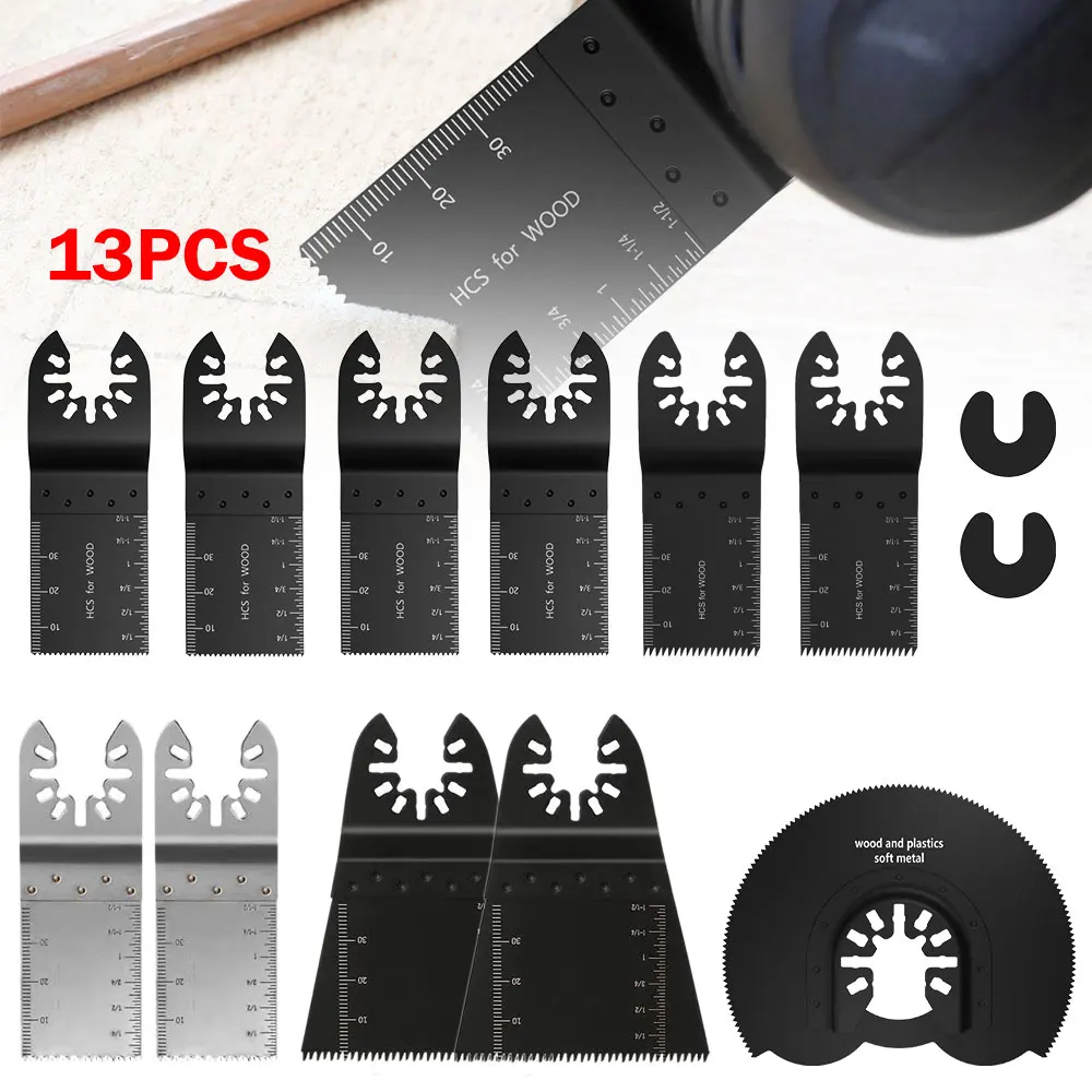 

Набор осциллирующих лезвий для пилы, универсальный Мультитул HCS, быстросъемные пильные диски для Fein Multimaster Makita Ridgid, 13 шт.