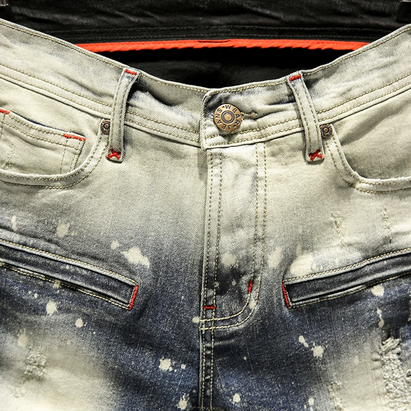 Skinny Jeans Men Ripped Spijkerbroeken Heren Jean Homme Pantalon Spijkerbroeken Heren Pants Streetwear Biker Hiphop Trousers