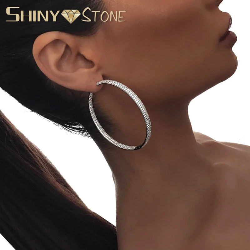 Большой 25-50 мм кубический цирконий лед из ювелирных изделий серебряные серьги