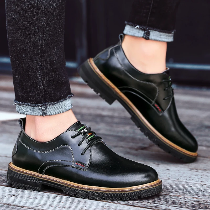 

Men Casual Shoes Brand Leather Men Shoes Flats Men Sneakers Genuine Leather Business Spring Wedding Party Dress Shoes