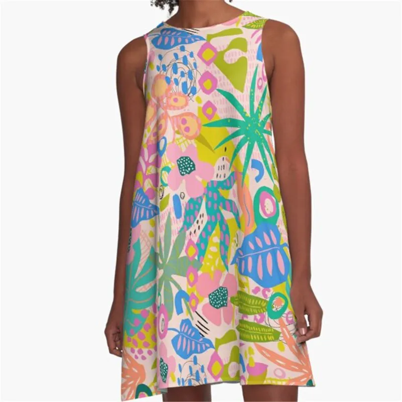 

Fashion Women summer dresses strawberry fields Printed A-Line Boho Dress for women harajuku Sexy ladies mini short beach dress