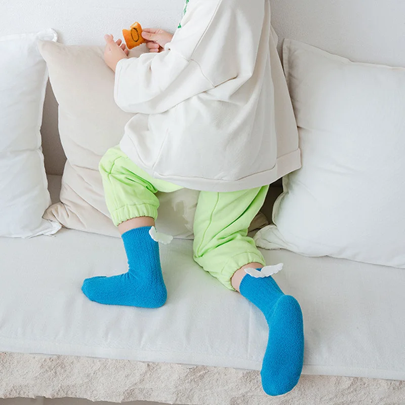 Calcetines de terciopelo para ni&ntilde;os, medias c&aacute;lidas de lana de Coral, 6 colores, alas peque&ntilde;as, suaves, oto&ntilde;o e invierno, 2020-4