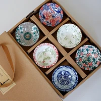 6 pieces gift box vintage blue and white porcelain kung fu oolong teacup chinese handmade master ceramic cup teaware