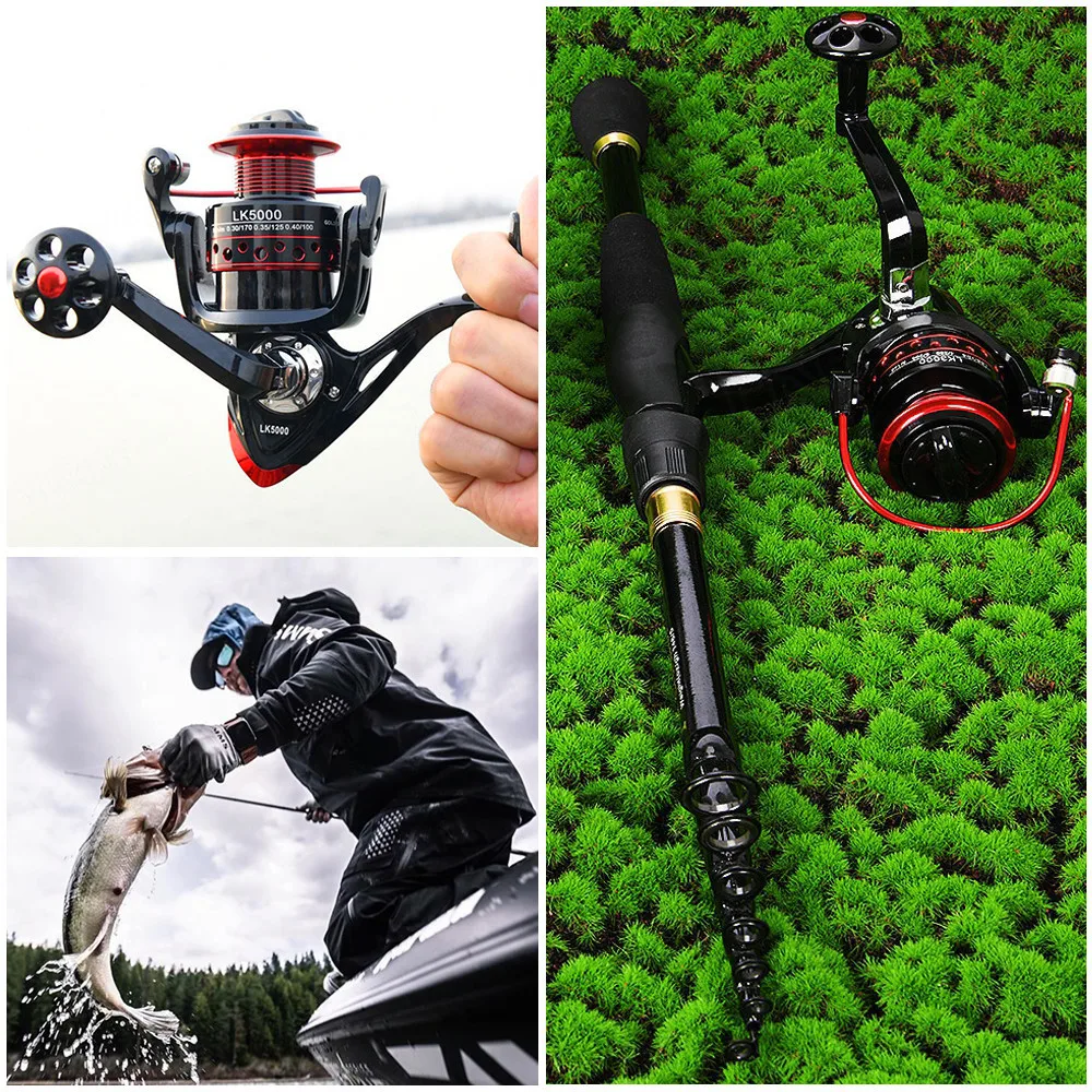 

Spinning Fishing Rod Set 1.8m-2.4m Telescopic Carbon Fiber Fishing Rod and 13BB 5.2:1 Gear Ratio Fishing Reel for Bass Fishing