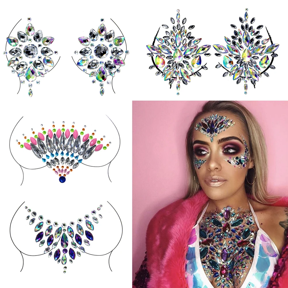 Горячая сексуальная грудь с украшением в виде кристаллов Смола дрель стикер