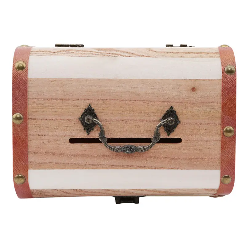 Creative New Design Wooden Piggy Bank Safe Money Box Savings With Lock Wood Carving Handmade Saving Boxes | Дом и сад