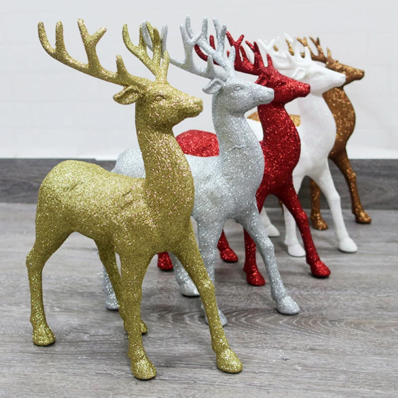 scene layout Christmas window decoration decoration plastic glitter Christmas deer ornaments home decoration props